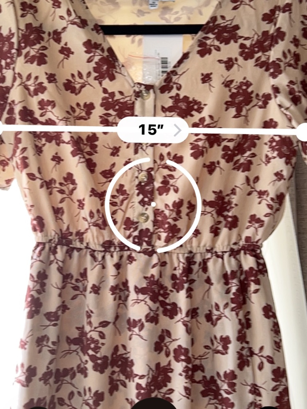 Floral V-Neck Maxi Dress in Cream with Burgundy Print - Picture 2 of 7